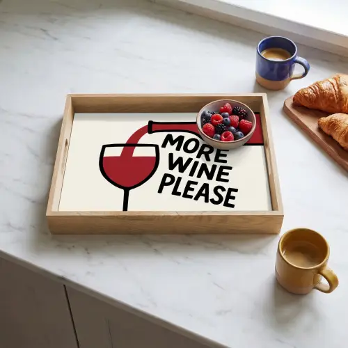 Wijnfles - Quote - Rood - Glas Dienblad Rechthoek middel -sfeer2