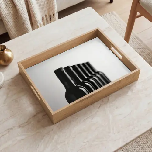 Wijnflessen - Zwart - Minimalistisch Dienblad Rechthoek middel -sfeer1