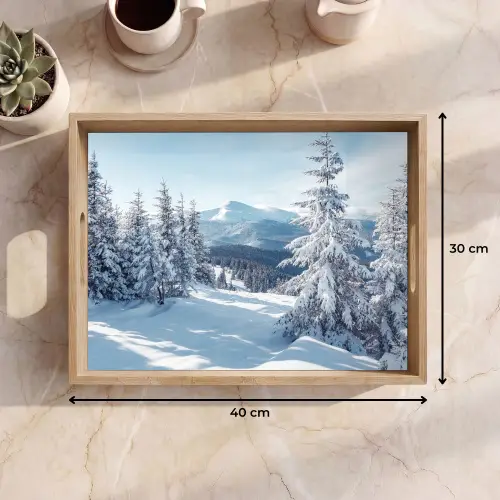 Winterlandschap - Natuur - Berg - Bomen - Sneeuw Dienblad Rechthoek middel -USP_Formaat