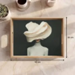 Vrouw - Beige - hoed Dienblad Rechthoek middel -USP_Formaat