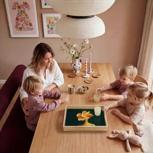 Vrouw - Hoed - Geel Dienblad Rechthoek middel -sfeer4