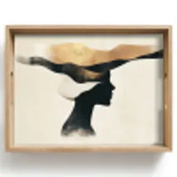 Vrouw - Golven - Zwart Dienblad Rechthoek middel -z3d_shopping