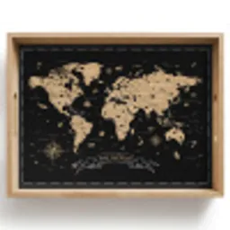Wereldkaart - Beige - Zwart Dienblad Rechthoek middel -z3d_shopping