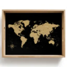 Wereldkaart - Beige - Zwart Dienblad Rechthoek middel -z3d_shopping