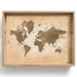 Wereldkaart - Beige - Bruin Dienblad Rechthoek middel -z3d_shopping