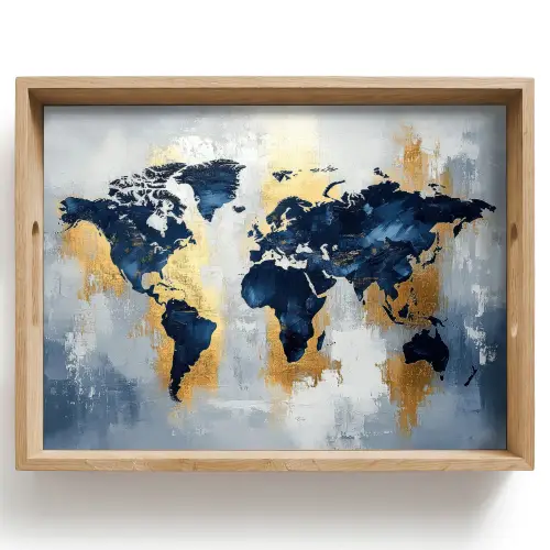 Wereldkaart - Blauw - Abstract Dienblad Rechthoek middel -z3d_shopping