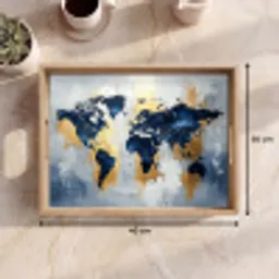 Wereldkaart - Blauw - Abstract Dienblad Rechthoek middel -USP_Formaat