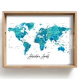 Wereldkaart - Blauw - Kleurrijk Dienblad Rechthoek middel -z3d_shopping