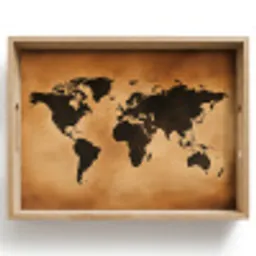 Wereldkaart - Bruin - Kaart Dienblad Rechthoek middel -z3d_shopping