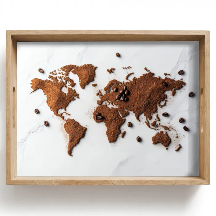 Wereldkaart - Koffie - Marmer Dienblad Rechthoek middel -z3d_shopping