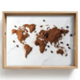 Wereldkaart - Koffie - Marmer Dienblad Rechthoek middel -z3d_shopping