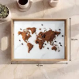 Wereldkaart - Koffie - Marmer Dienblad Rechthoek middel -USP_Formaat