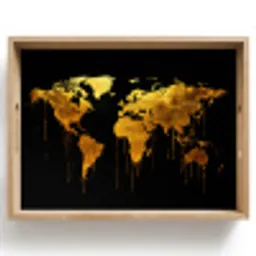 Wereldkaart - Goud - Druipen - Zwart Dienblad Rechthoek middel -z3d_shopping