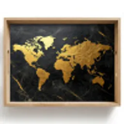 Wereldkaart - Goud - Marmer Dienblad Rechthoek middel -z3d_shopping