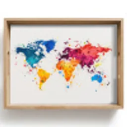 Wereldkaart - Graffiti - Kleurrijk Dienblad Rechthoek middel -z3d_shopping