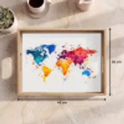 Wereldkaart - Graffiti - Kleurrijk Dienblad Rechthoek middel -USP_Formaat