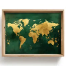 Wereldkaart - Groen - Goud Dienblad Rechthoek middel -z3d_shopping
