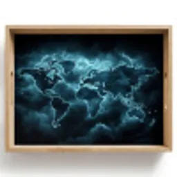 Wereldkaart - Bliksem - Blauw Dienblad Rechthoek middel -z3d_shopping