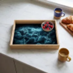 Wereldkaart - Bliksem - Blauw Dienblad Rechthoek middel -sfeer2