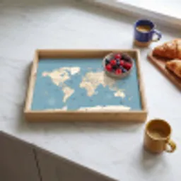 Wereldkaart - Oceaan - Realistisch - Blauw Dienblad Rechthoek middel -sfeer2