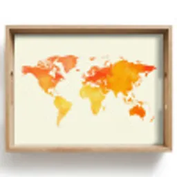 Wereldkaart - Oranje - Kleurrijk Dienblad Rechthoek middel -z3d_shopping