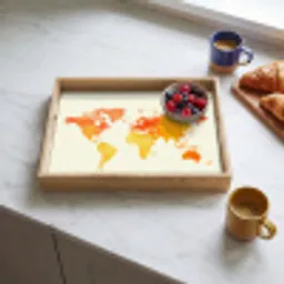 Wereldkaart - Oranje - Kleurrijk Dienblad Rechthoek middel -sfeer2