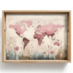 Wereldkaart - Roze - Bloemen Dienblad Rechthoek middel -z3d_shopping