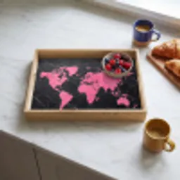 Wereldkaart - Roze - Marmer Dienblad Rechthoek middel -sfeer2