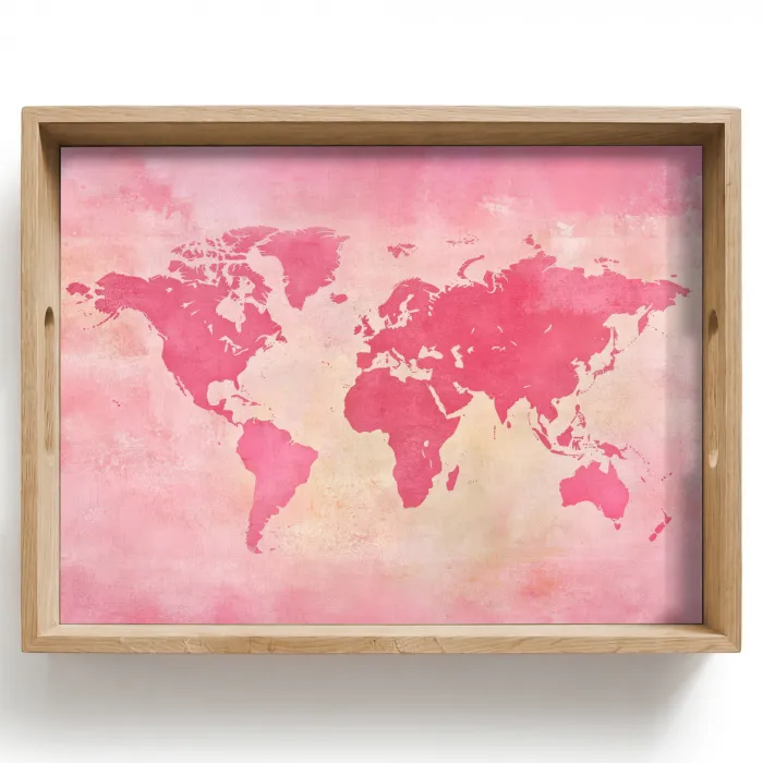 Wereldkaart - Roze - Vaag Dienblad Rechthoek middel -z3d_shopping