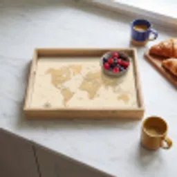 Wereldkaart - Realistisch - Beige Dienblad Rechthoek middel -sfeer2