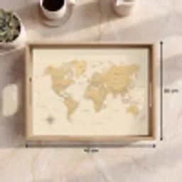 Wereldkaart - Realistisch - Beige Dienblad Rechthoek middel -USP_Formaat