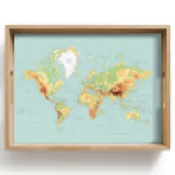 Wereldkaart - Realistisch - Blauw Dienblad Rechthoek middel -z3d_shopping
