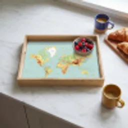 Wereldkaart - Realistisch - Blauw Dienblad Rechthoek middel -sfeer2