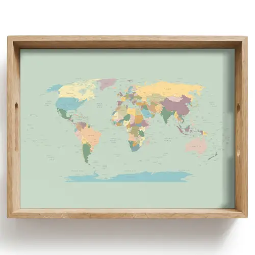 Wereldkaart - Realistisch - Kaart Dienblad Rechthoek middel -z3d_shopping