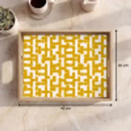Geel - Beige - Patroon Dienblad Rechthoek middel 911 -USP_Formaat