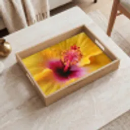 Geel - Hibiscus - Tropisch Dienblad Rechthoek middel -sfeer1