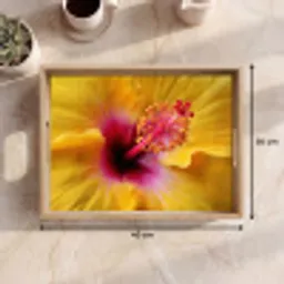 Geel - Hibiscus - Tropisch Dienblad Rechthoek middel -USP_Formaat