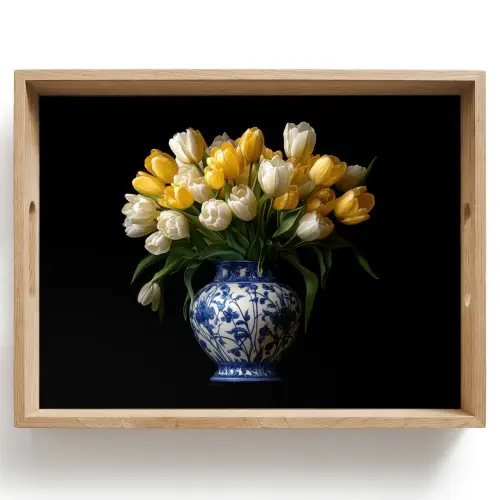 Geel - Tulpen - Vaas - Bloemen Dienblad Rechthoek middel -z3d_shopping