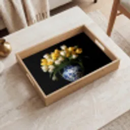 Geel - Tulpen - Vaas - Bloemen Dienblad Rechthoek middel -sfeer1