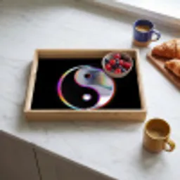 Yin-Yang - Cirkel - Regenboog Dienblad Rechthoek middel -sfeer2