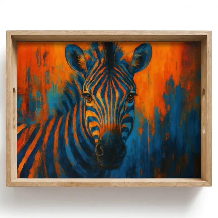 Zebra - Abstract - Blauw Dienblad Rechthoek middel -z3d_shopping