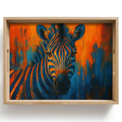 Zebra - Abstract - Blauw Dienblad Rechthoek middel -z3d_shopping