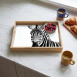 Zebra - Close-up - Zwart - Strepen Dienblad Rechthoek middel -sfeer2