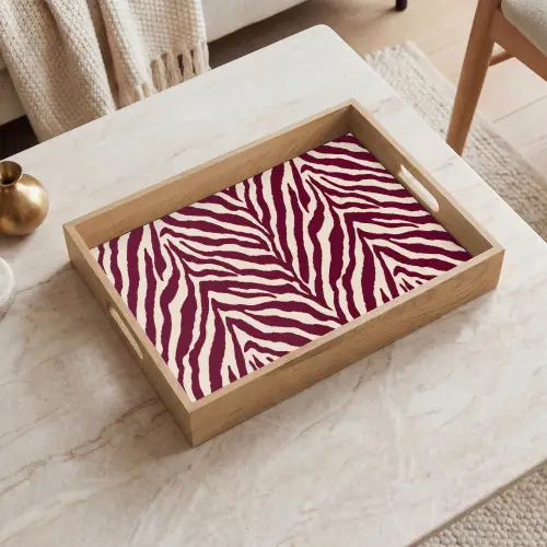 Zebra - Motief - Bordeaux - Rood Dienblad Rechthoek middel 911 -sfeer1
