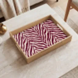 Zebra - Motief - Bordeaux - Rood Dienblad Rechthoek middel 911 -sfeer1