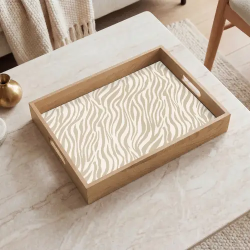Zebra - Patroon - Beige Dienblad Rechthoek middel 911 -sfeer1