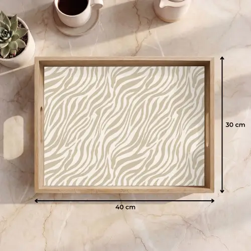 Zebra - Patroon - Beige Dienblad Rechthoek middel 911 -USP_Formaat