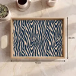 Zebra - Patroon - Blauw - Beige Dienblad Rechthoek middel 911 -USP_Formaat