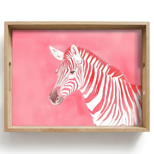 Zebra - Pink - Verf Dienblad Rechthoek middel -z3d_shopping