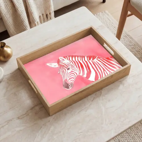Zebra - Pink - Verf Dienblad Rechthoek middel -sfeer1
